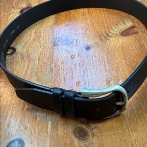 Lejon Black Leather Belt, Size :‎ 40 16311 Aniline Glove Silver Buckle